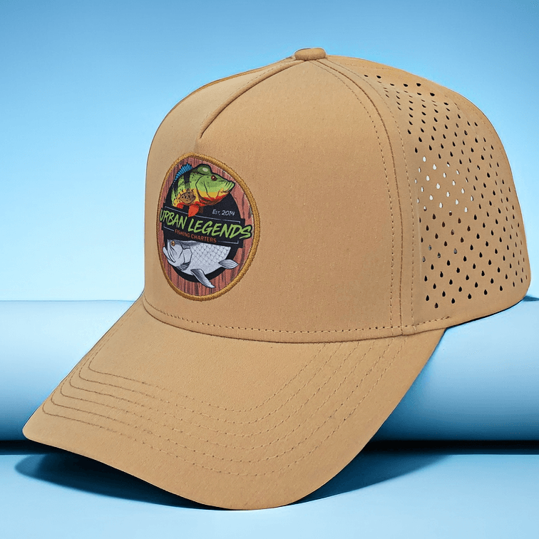 CMC-1145 ( New Design Brown 5 Panel Golf Hat Perforated Sports Baseball Caps)