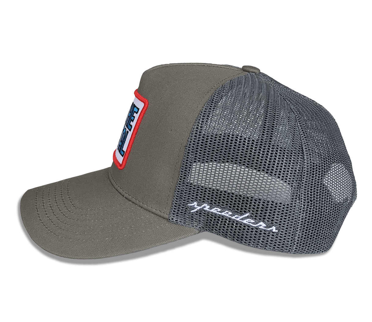 CMC-3107(High Quality 5 Panel Embroidery Patch Logo Dark Grey Trucker Cap Distressed Vintage Rip Trucker Hat)